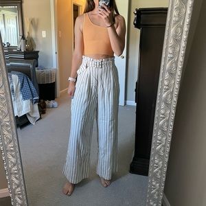 American Eagle - Pinstripe Linen Wide Leg Pants